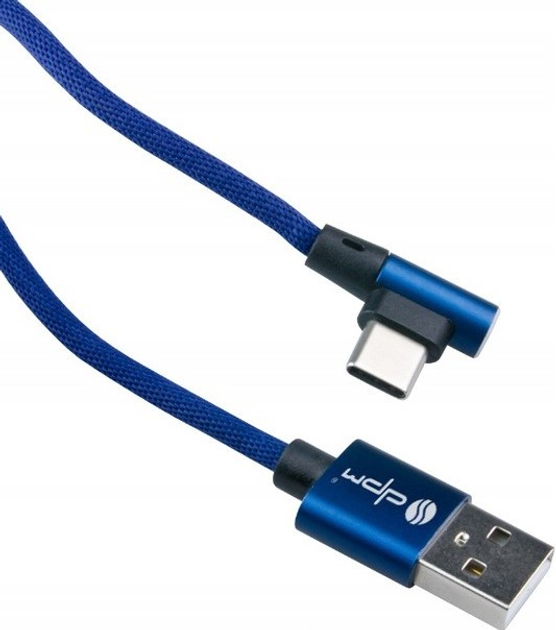 Kabel DPM USB-A - USB-C kątowy 1 m niebieski (5906881212677) - obraz 1