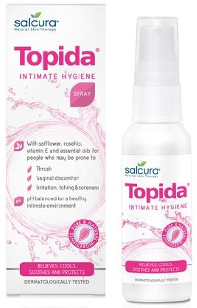 Spray do higieny intymnej Salcura Topida Intimate Hygiene Spray dla skóry wrażliwej 50 ml (5060130030945) - obraz 1