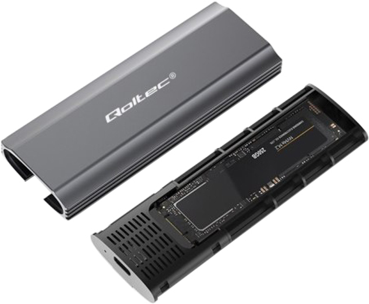Kieszeń zewnętrzna Qoltec Enclosure NV2271 for drive M.2 SSD NVMe USB Type-C Black - obraz 2
