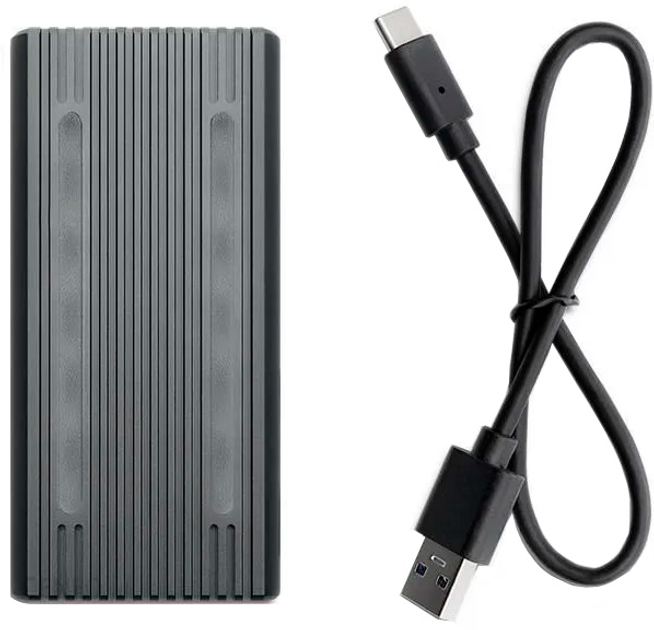 Kieszeń zewnętrzna Qoltec Enclosure for drive M.2 SSD NVMe USB Type-C RGB LED Grey - obraz 2