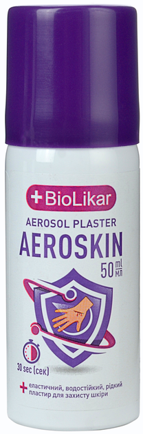 Аэрозольный жидкий пластырь BioLikar Aeroskin Водостойкий в алюминиевом баллончике 50 мл (4823108501301) - изображение 1