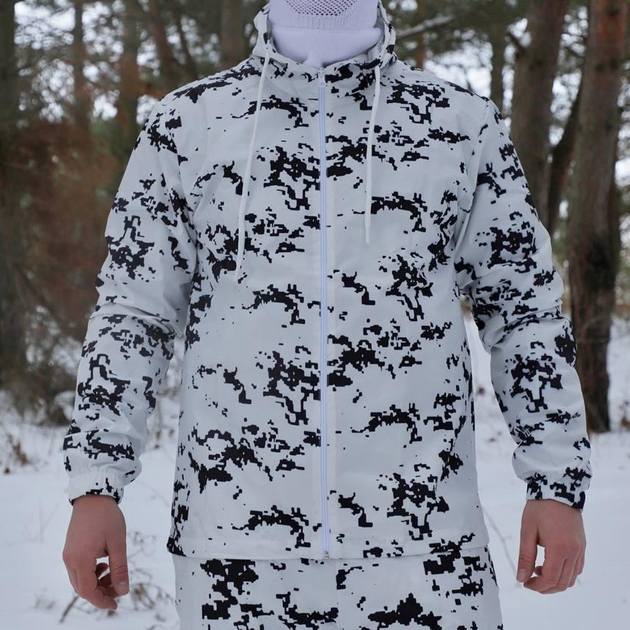 Чоловічий Маскувальний Костюм Куртка + Штани / Маскхалат білий піксель розмір XL - зображення 2