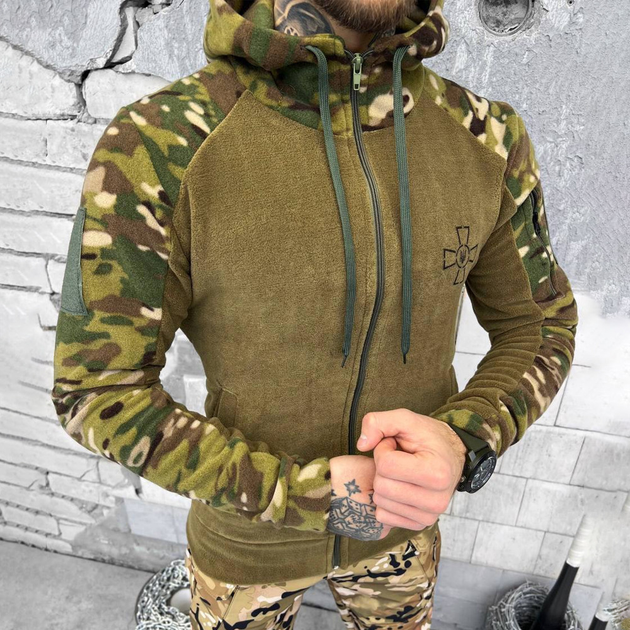 Мужская флисовая кофта с капюшоном / Плотная флиска с принтом койот мультикам размер 3XL - изображение 2