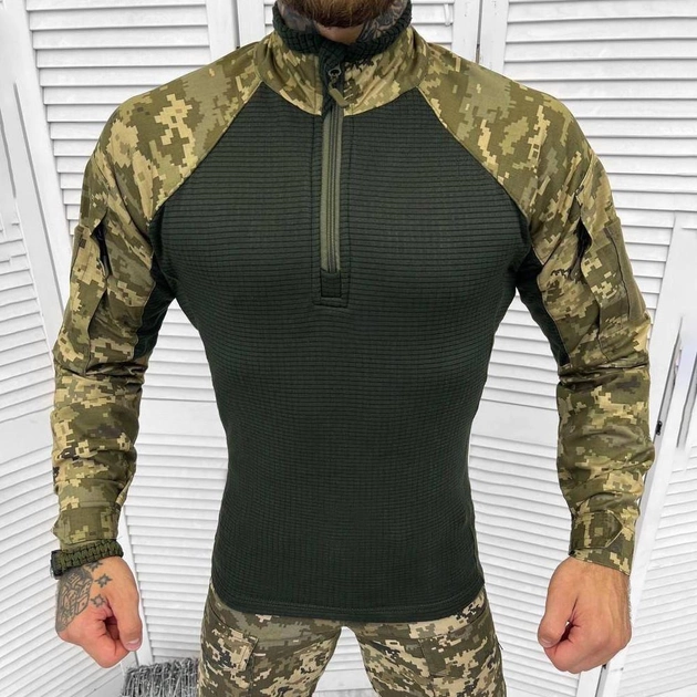 Чоловічий Флісовий Убакс з вафельною текстурою / Утеплена сорочка піксель розмір XL - зображення 1