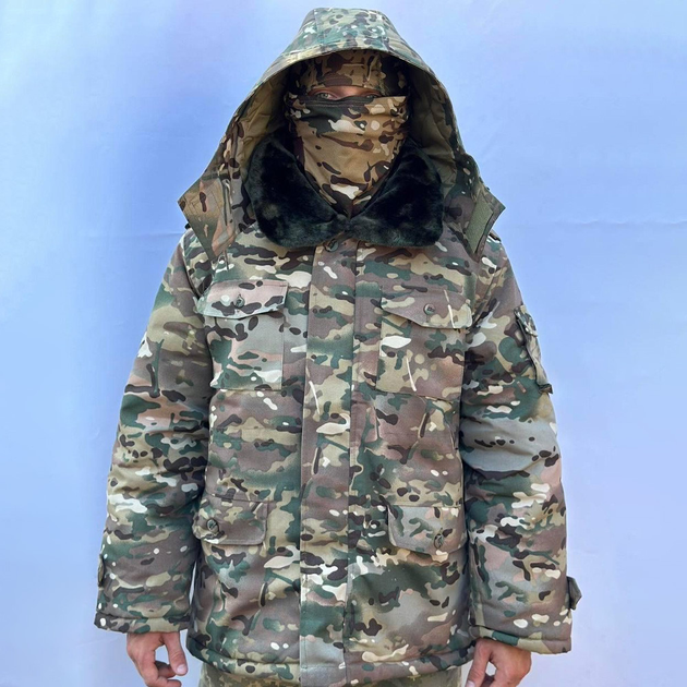 Чоловіча зимова Куртка зі знімною підкладкою та коміром мультикам / Бушлат на синтепоні розмір XL - зображення 1