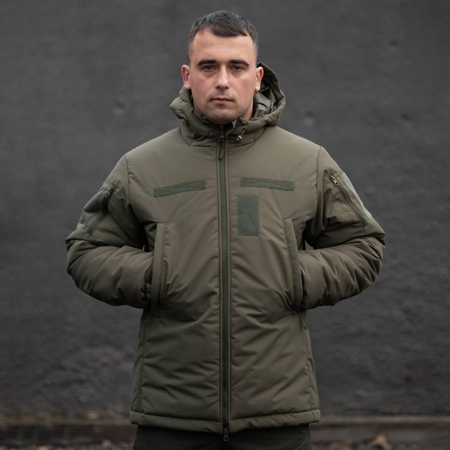 Мужская зимняя куртка "MILITARY" олива размер L - изображение 1