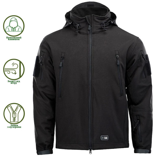 Куртка M-Tac Soft Shell з підстібкою Black S - изображение 1