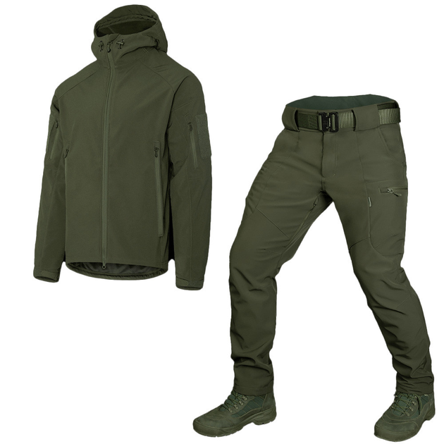 Мужской костюм Куртка + Брюки SoftShell на флисе / Демисезонный Комплект Stalker 2.0 олива размер 2XL - изображение 2