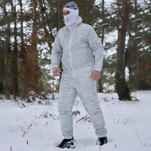 Мужской Маскировочный Костюм Куртка + Штаны / Маскхалат белый мультикам размер XL - изображение 1