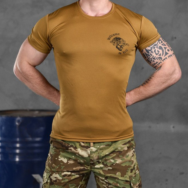 Потоотводящая мужская футболка Odin coolmax с принтом "Welcome" койот размер L - изображение 1