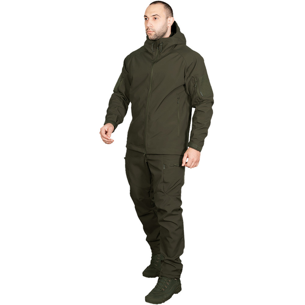 Чоловічий костюм Подовжена Куртка + Штани на флісі / Демісезонний Комплект SoftShell олива розмір 2XL - зображення 2