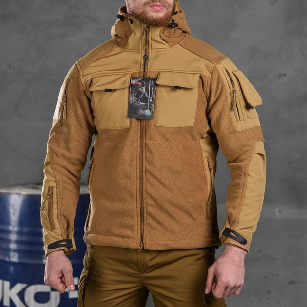 Мужская флисовая куртка "Combo" с вставками Softshell койот размер 2XL - изображение 1