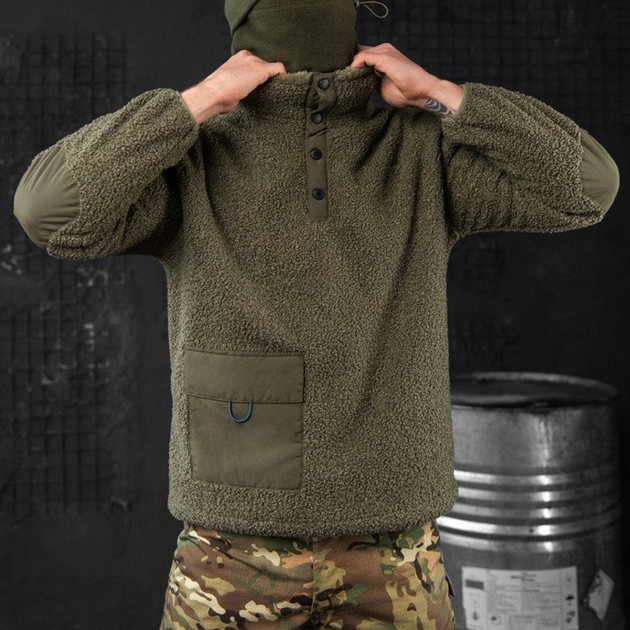 Мужской свитер на меху "Extra Lamb" олива размер XL - изображение 2