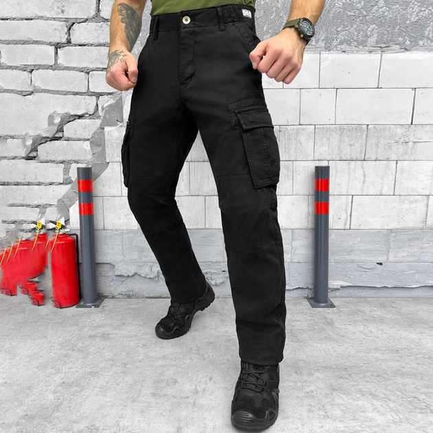 Мужские Брюки Loshan на флисе черные / Утепленные хлопковые Брюки с 7 карманами размер XL 36 - изображение 2