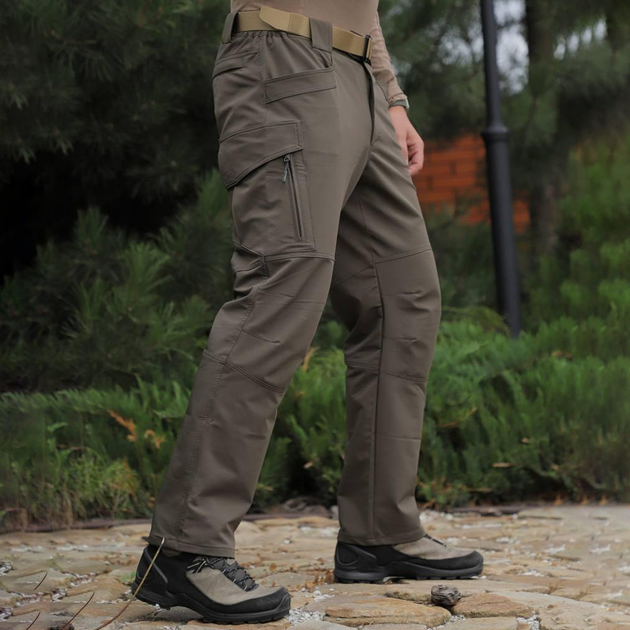 Мужские влагозащищенные брюки с карманами олива размер 2XL - изображение 2