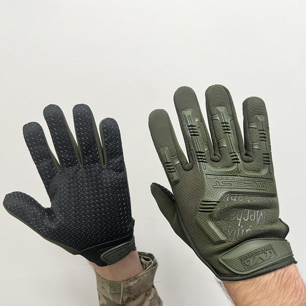 Перчатки Mechanix M-Pact с защитными накладками олива размер S - изображение 2