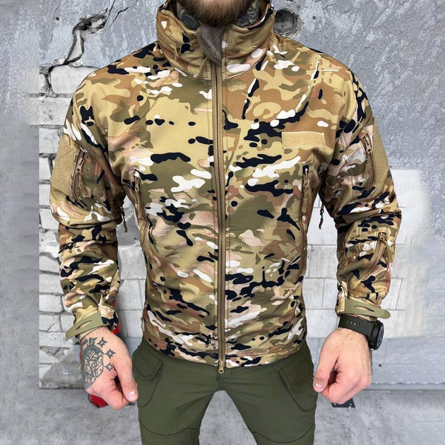 Мужская Демисезонная Куртка на легком флисе SOFT SHELL мультикам размер S - изображение 1