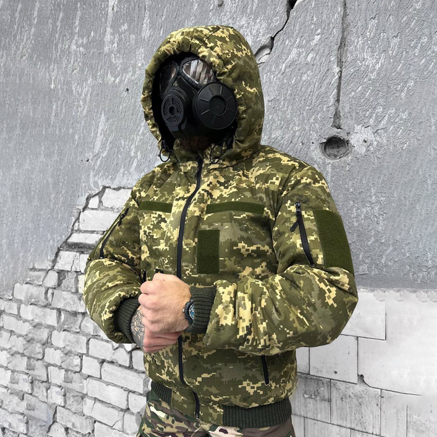 Мужская зимняя куртка "Logos-Tac" с мехом шиншиллы / Теплая верхняя одежда Rip-Stop пиксель размер M - изображение 2