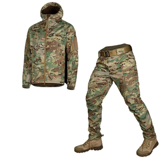 Мужской костюм Куртка + Брюки SoftShell на флисе / Демисезонный Комплект Stalker 2.0 мультикам размер L - изображение 2