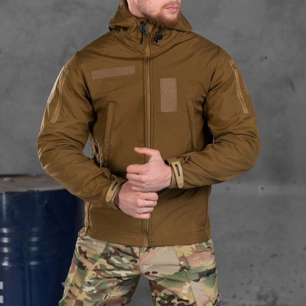Демисезонная Мужская Куртка "Leon" Softshell с липучками под шевроны койот размер S - изображение 1