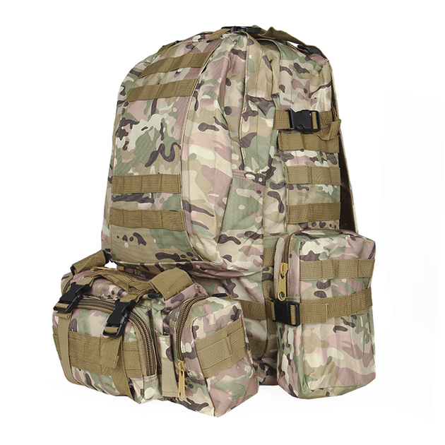 Рюкзак тактический +3 подсумка AOKALI Outdoor B08 75L Camouflage CP с объемными карманами на молнии - изображение 1