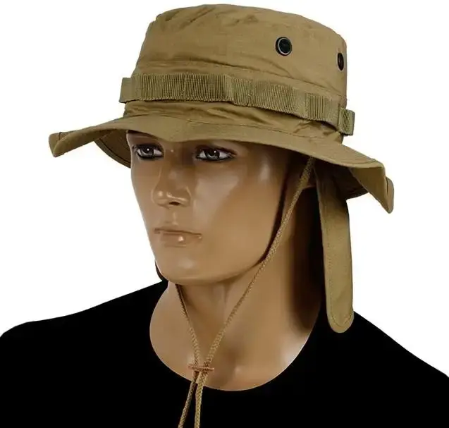 Панама тактическая Mil-Tec с хвостом защита шеи XL Койот BRIT.BOONIE R/S M.NECKFLAP COYOTE (12326105-905 XL) - изображение 3