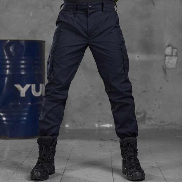 Чоловічі щільні Штани з Накладними кишенями / Міцні Брюки ріп-стоп сині розмір XL - зображення 1