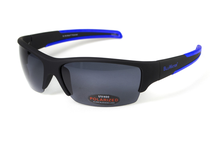 Поляризаційні окуляри BluWater Daytona-2 Polarized (gray) сірі в чорно-синій оправі - зображення 1