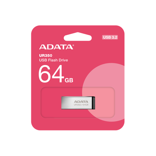 Флеш-накопичувач ADATA USB 3.2 UR 350 64Gb Silver/Black (UR350-64G-RSR/BK) - изображение 2