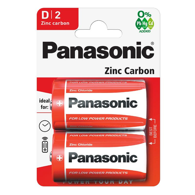Baterie cynkowo-węglowe Panasonic D 2 szt. PNR20-2BP (5410853032779) - obraz 1