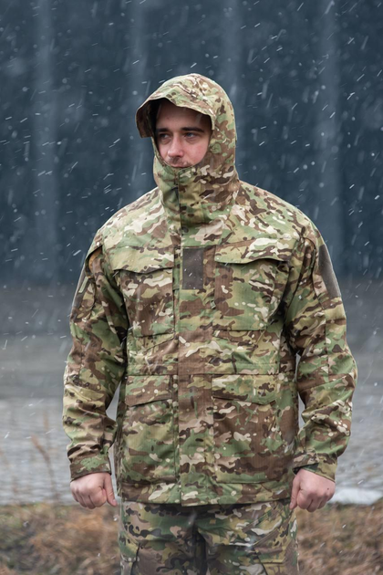 Мужская Куртка с капюшном и сетчатой подкладкой / Водонепроницаемая Парка рип-стоп мультикам XL - изображение 2