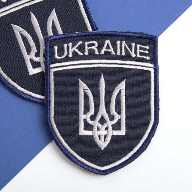 Шеврон нашивка на липучке IDEIA Укрзализныця Украина, вышитый патч 7х9 см борт синий (2200004293844) - изображение 2
