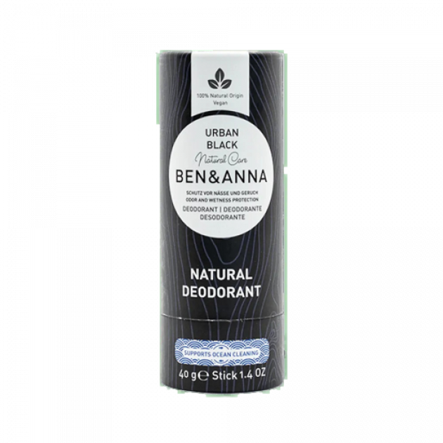 Дезодорант Ben & Anna deodorant natural soda-based deodorant stick Urban Black 40 г (4260491222237) - зображення 1