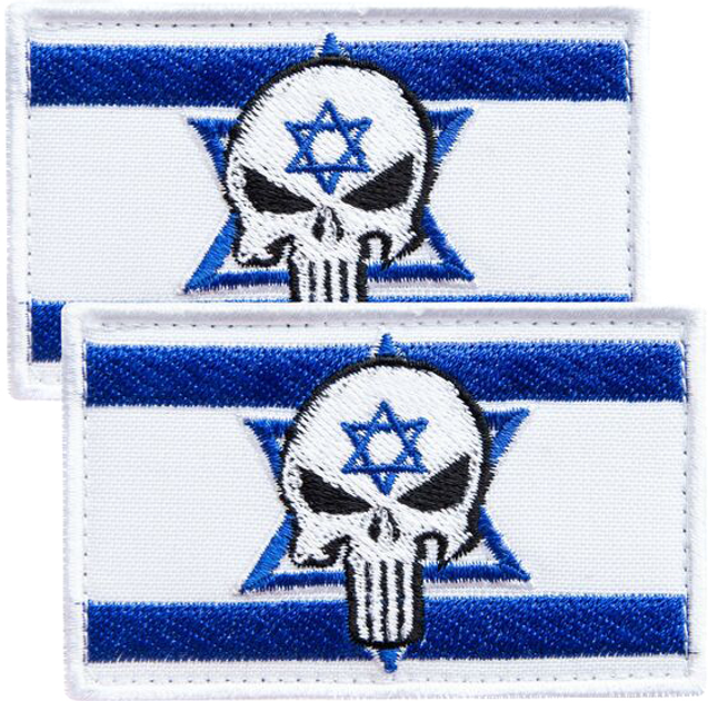 Набір шевронів з липучкою IDEIA Punisher Череп Каратель Прапор Ізраїлю вишитий патч 5х8 см 2 шт (4820182655678) - зображення 1