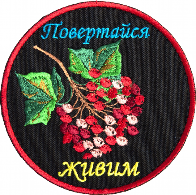 Шеврон нашивка на липучці IDEIA Повертайся живим, вишитий патч 9 см чорний (2200004281681) - зображення 1