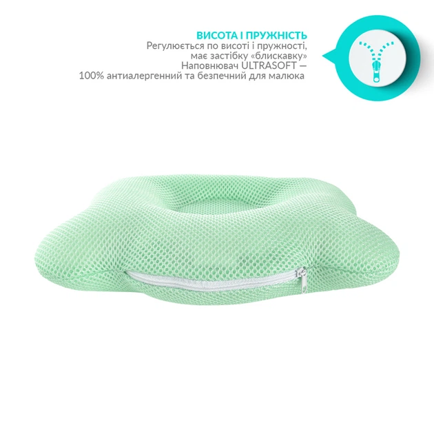 Подушка Papaella ортопедическая Мишка Бейби Midi 20х27х5/3.5 Мята (4820227281626) - изображение 6