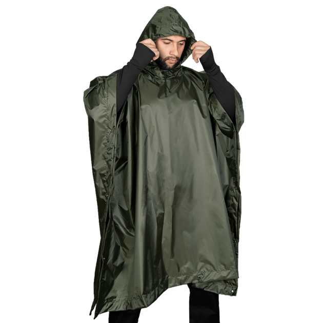 Пончо тактичне Mil-Tec One size Олива Плащ-палатка RipStop PONCHO PE R/S 780GR. OLIV (10630001) - изображение 4