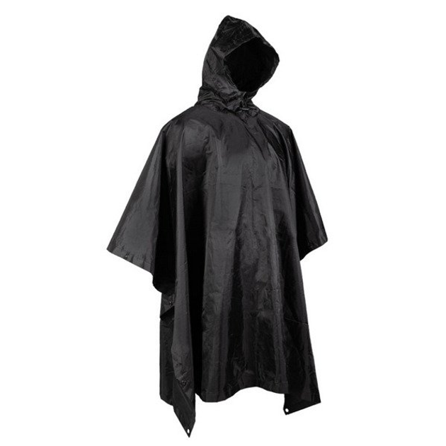 Пончо тактичне Mil-Tec One size Плащ-палатка One size Чорний PONCHO PE R/S 780GR. SCHWARZ (10630002) - изображение 1