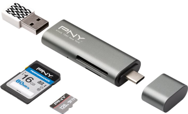Картрідер USB PNY Technologies USB-C / USB-A адаптер (R-TC-UA-3N1E01-RB) - зображення 1