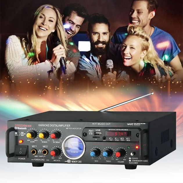 Усилитель звука USB FM MP3 караоке для двух микрофонов стереоусилитель ...