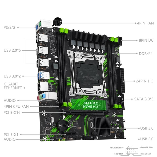 Материнская плата Machinist X99 PR9 LGA 2011v3 (Intel B85, PCI-Ex16, SSD M.2) Xeon E5 V3 V4 - изображение 5