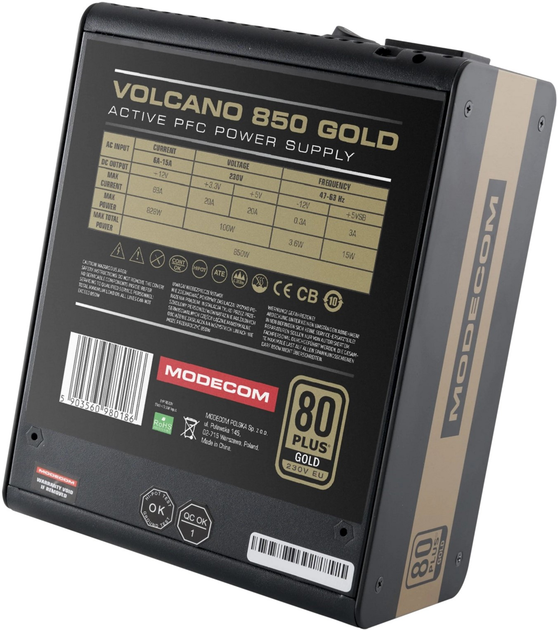 Блок живлення Modecom Volcano 850W 80 Plus Gold (ZAS-MC92-SM-850-ATX-VOLCANO-GOLD) - зображення 3