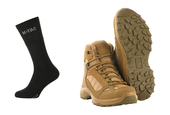 M-tac комплект черевики вологостійкі тактичні шкарпетки вовняні койот 41 - зображення 1