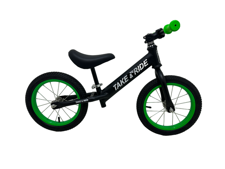 Біговел колеса 14 дюймів Take&Ride RB-50 МТВ з кермом MTB для дітей від 3 до 6 років Чорно-салатовий - изображение 2