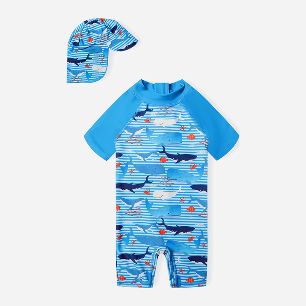 Комплект для купання дитячий (комбінезон + шапочка) Minoti 17SWIM 1 40129JNR 116-122 см Синій (5063025242928) - зображення 1