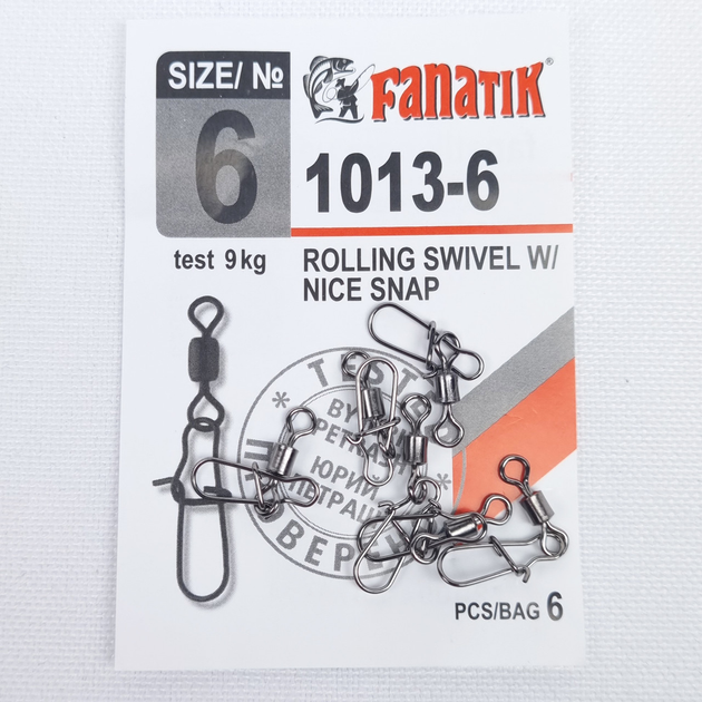 Карабины с вертлюгом для рыбалки Fanatik 1013 №5 (11кг) вертлюги и ...