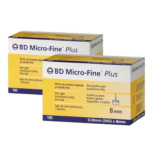 Иглы для инсулиновых ручек "BD Micro-Fine Plus" 8 мм (30G x 0,3 мм), 200 шт. - изображение 1