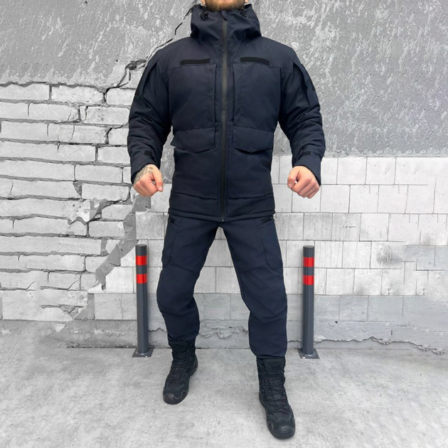 Зимовий чоловічий костюм на синтепоні з підкладкою OMNI-HEAT / Куртка + штани Softshell сині розмір M - зображення 2