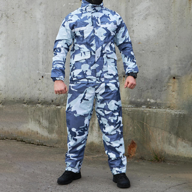 Мужской зимний маскировачный костюм / Влагозащищеная куртка + брюки светлый мультикам размер XL 185 - изображение 1