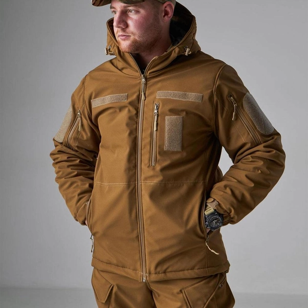 Зимовий Костюм Soft Shell на Omni-Heat з капюшоном / Чоловіча Форма Куртка + Штани койот розмір 6XL - зображення 2